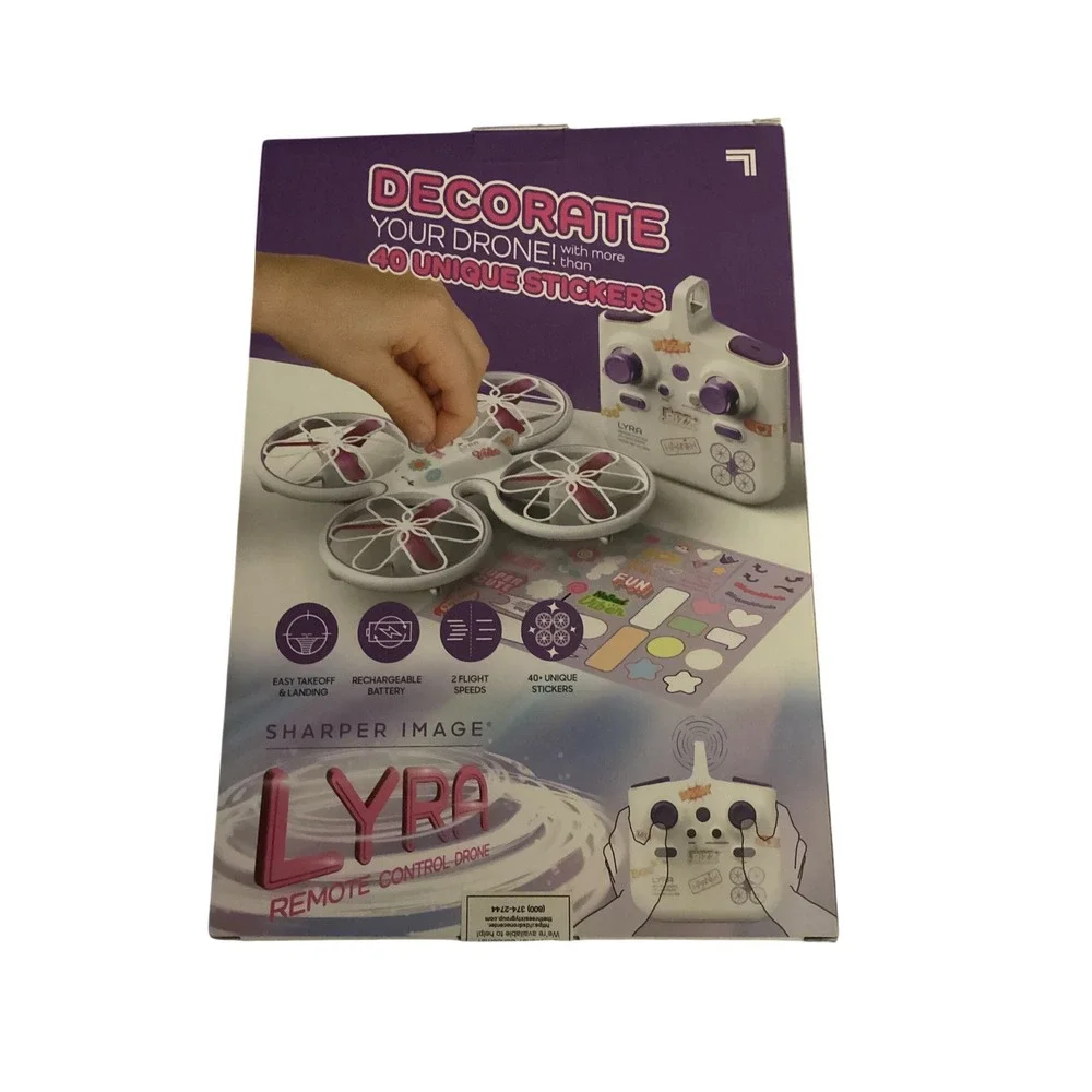 Sharper Image Lyra Remote Control Drone White Pink Quadcopter Ages 8+ 1018501